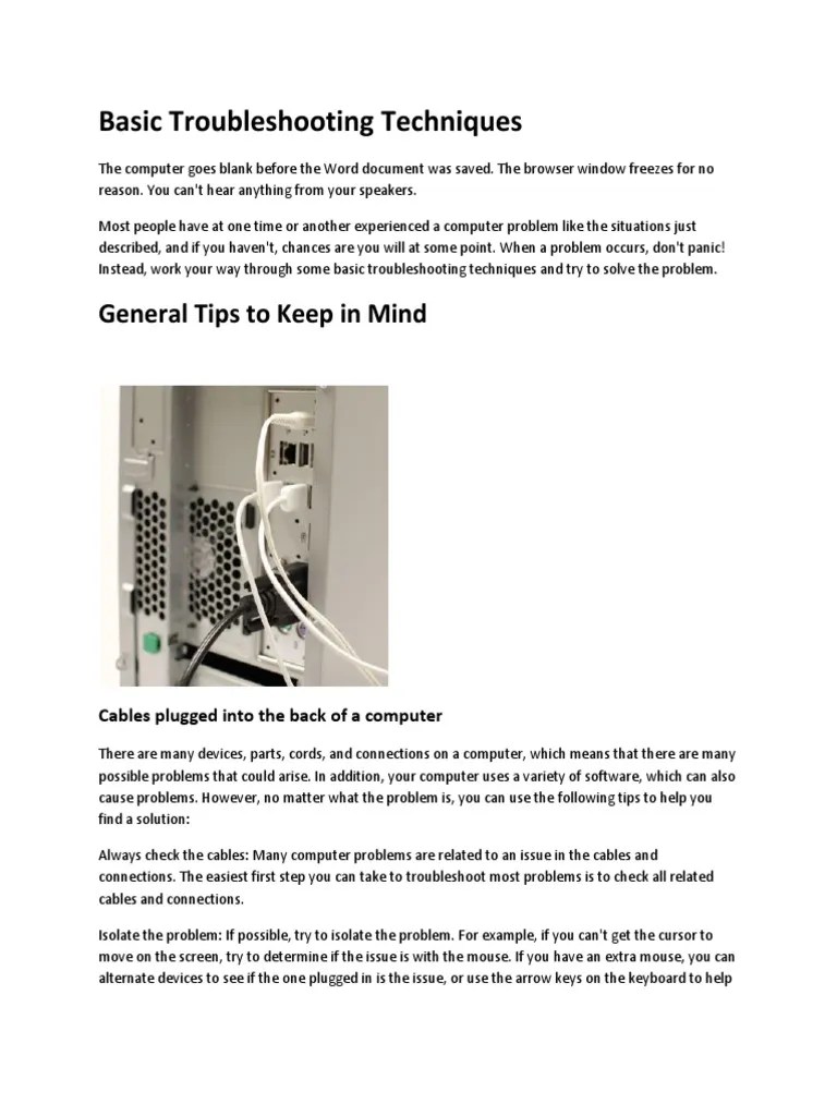 Basic Troubleshooting Technique For Hardwares PDF PDF Booting