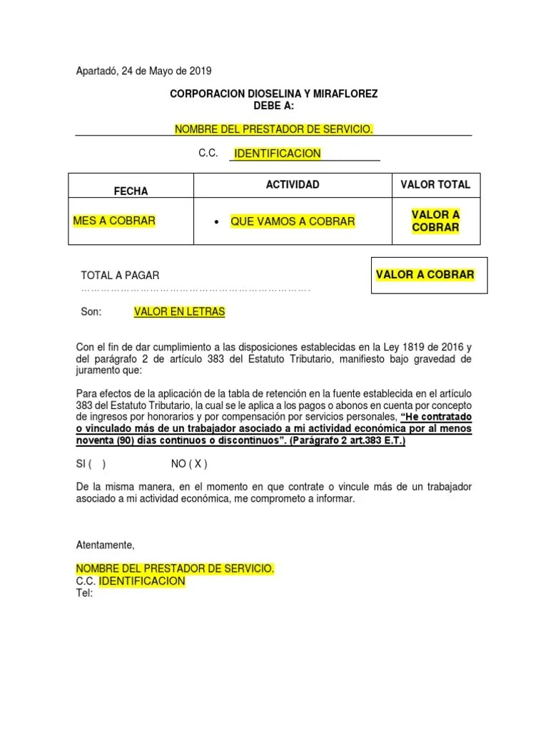 Formato Cuenta de Cobro PDF