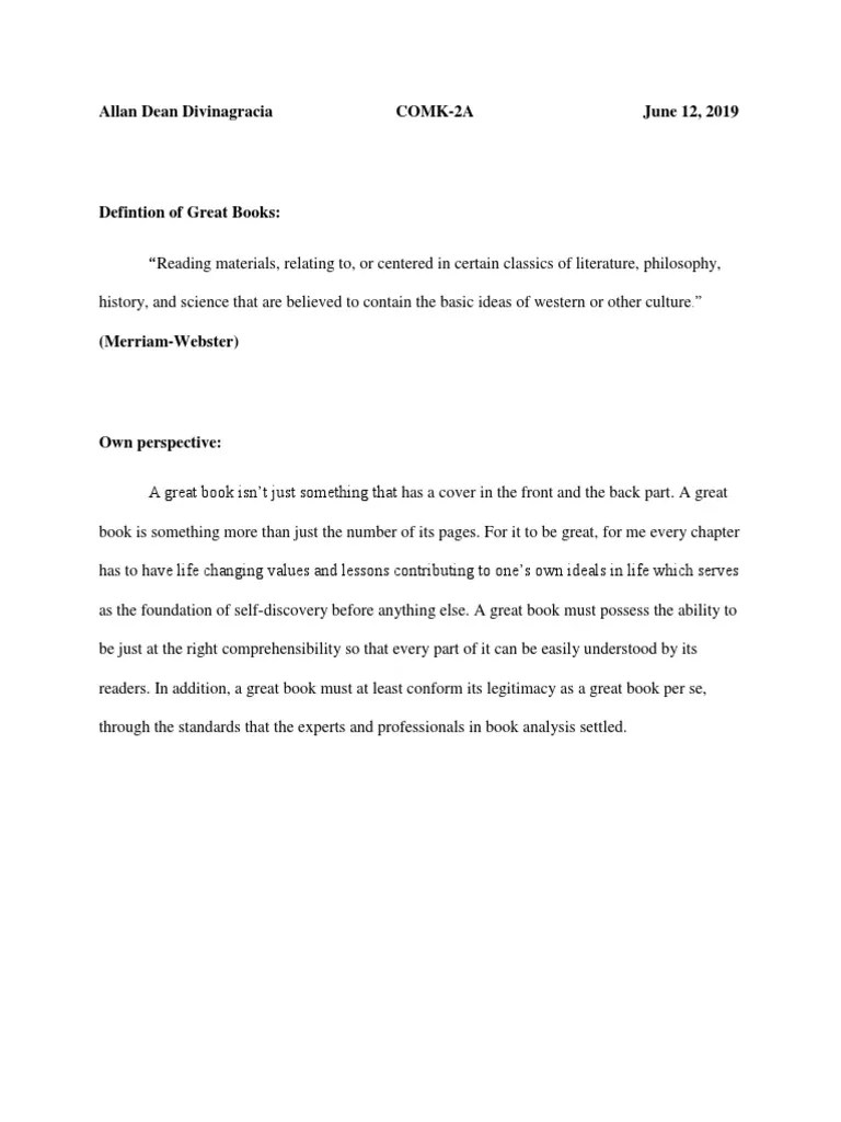 Criteria for Great Books Exploring Definitions of Literary Merit