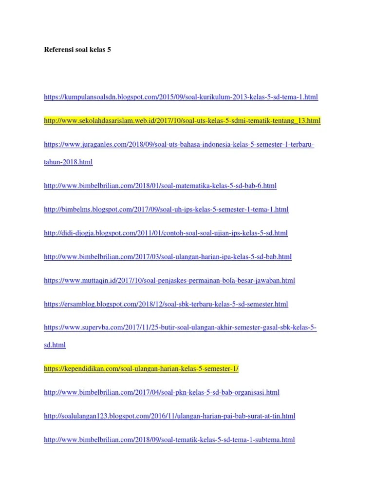 Referensi Soal Kelas 5 | PDF