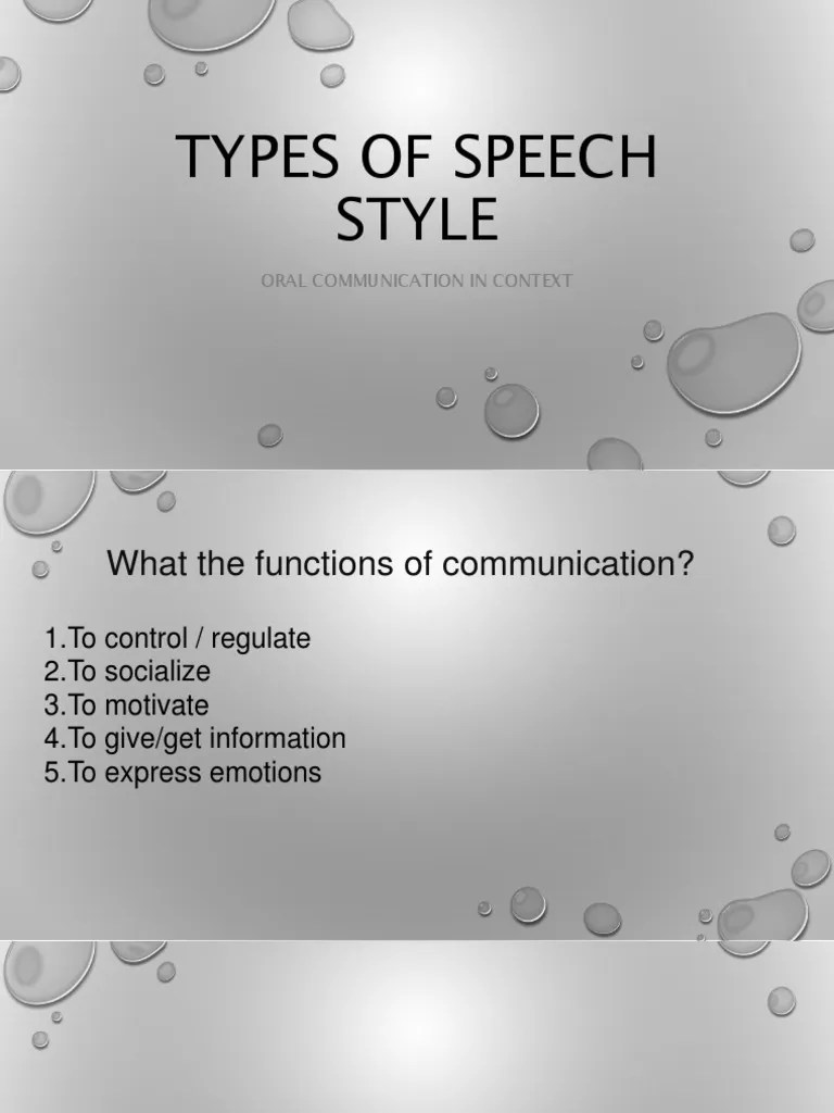 Speech Styles 2 Semiotics Human Communication