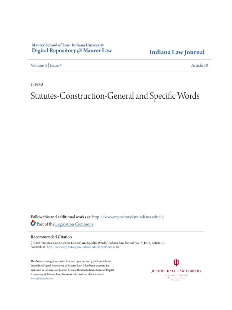 StatutesConstructionGeneral and Specific Words PDF Statutory