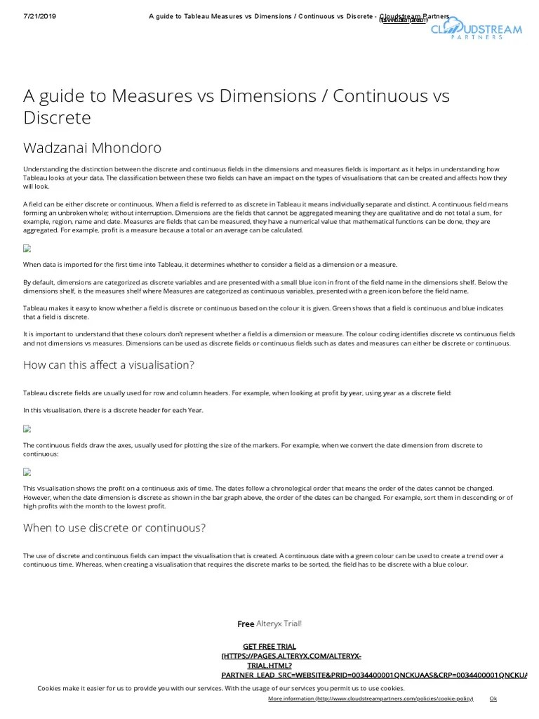 A Guide To Tableau Measures Vs Dimensions Continuous Vs Discrete