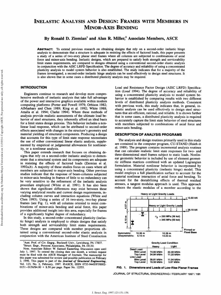 Inelastic Analysis and Design Frames With Members in MinorAxis