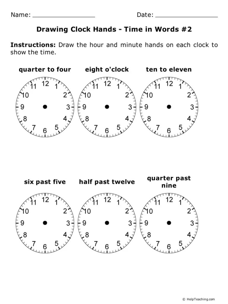 Drawing Clock Hands Telling The Time PDF