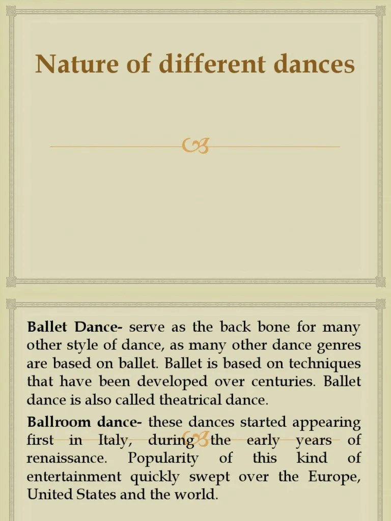 Nature of Different Dances PDF Stress (Biology) Dances