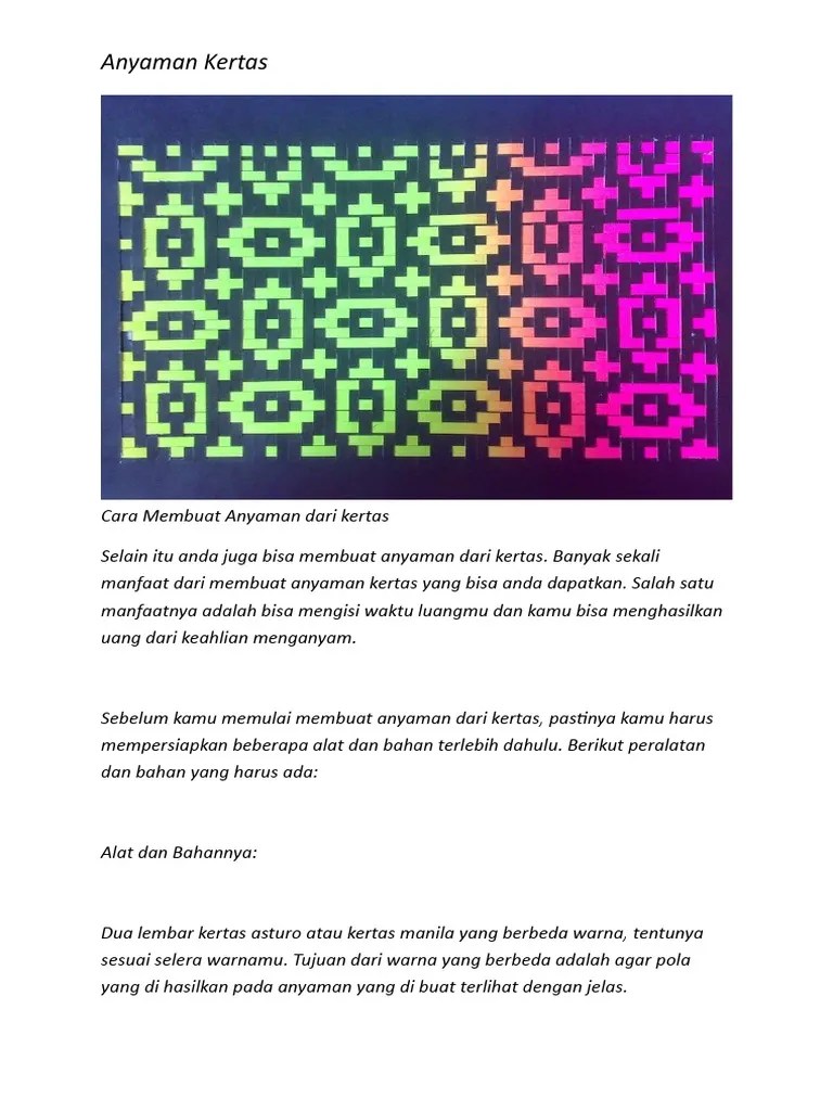 Cara Membuat Anyaman Dari Kertas | PDF