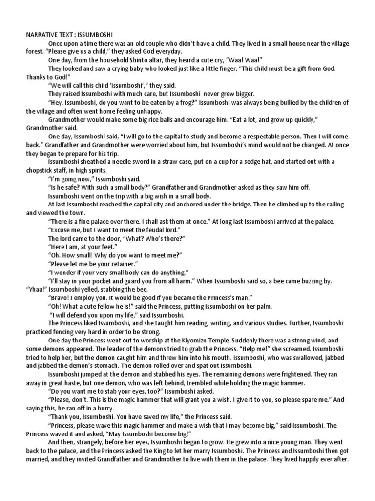Narrative Text Issumboshi | PDF