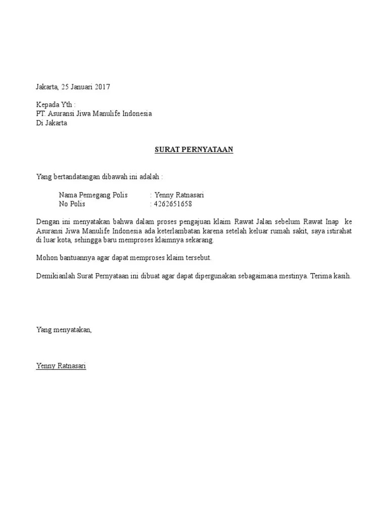 34 Contoh Surat Klaim Asuransi - Info Dana Tunai