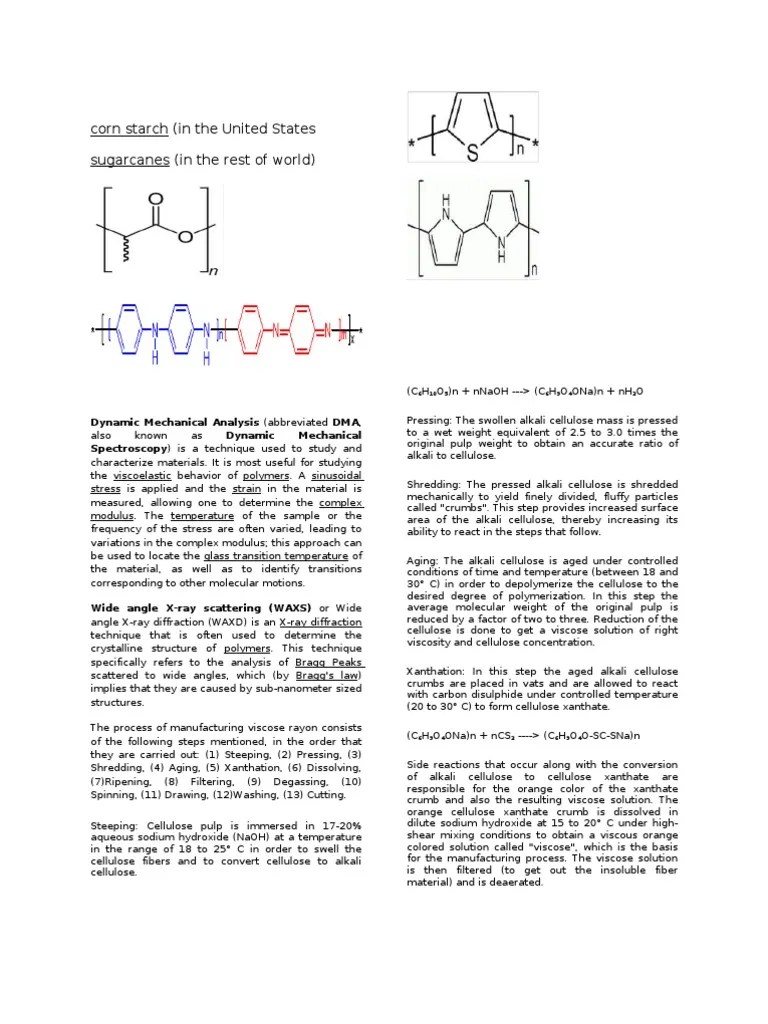 Polymer Structure Rayon Physical Sciences