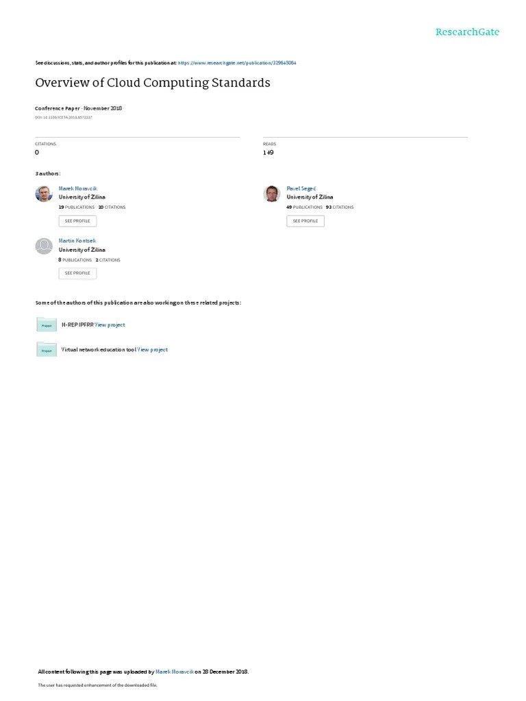 Overview of Cloud Computing Standards PDF Software As A Service