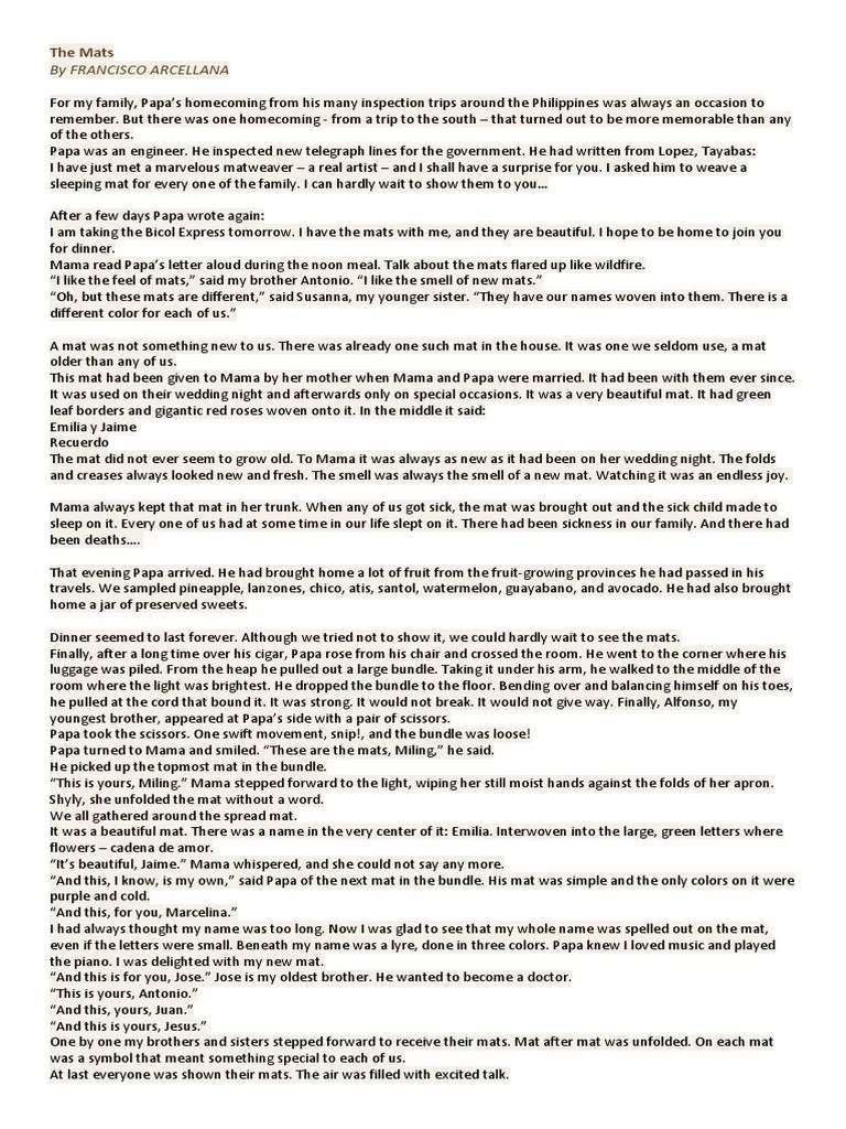 By Francisco Arcellana The Mats PDF