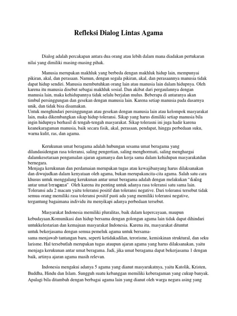 Refleksi Dialog Lintas Agama | PDF