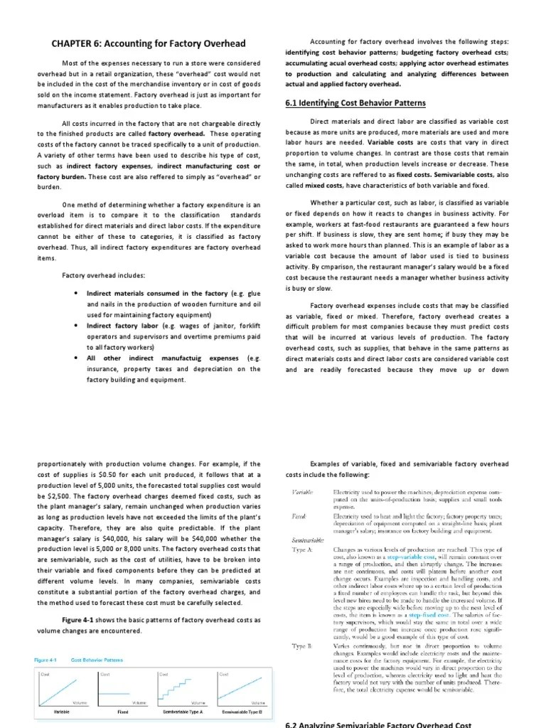 Accounting For Factory Overhead PDF Depreciation Forecasting
