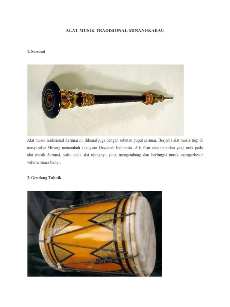 Alat Musik Tradisional Minangkabau | PDF