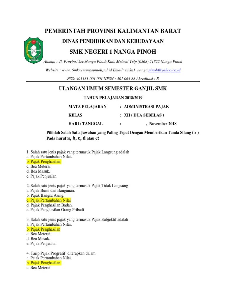 Administrasi Pajak Kelas XII | PDF