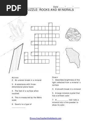Crossword Puzzle Rocks And Minerals | Pdf