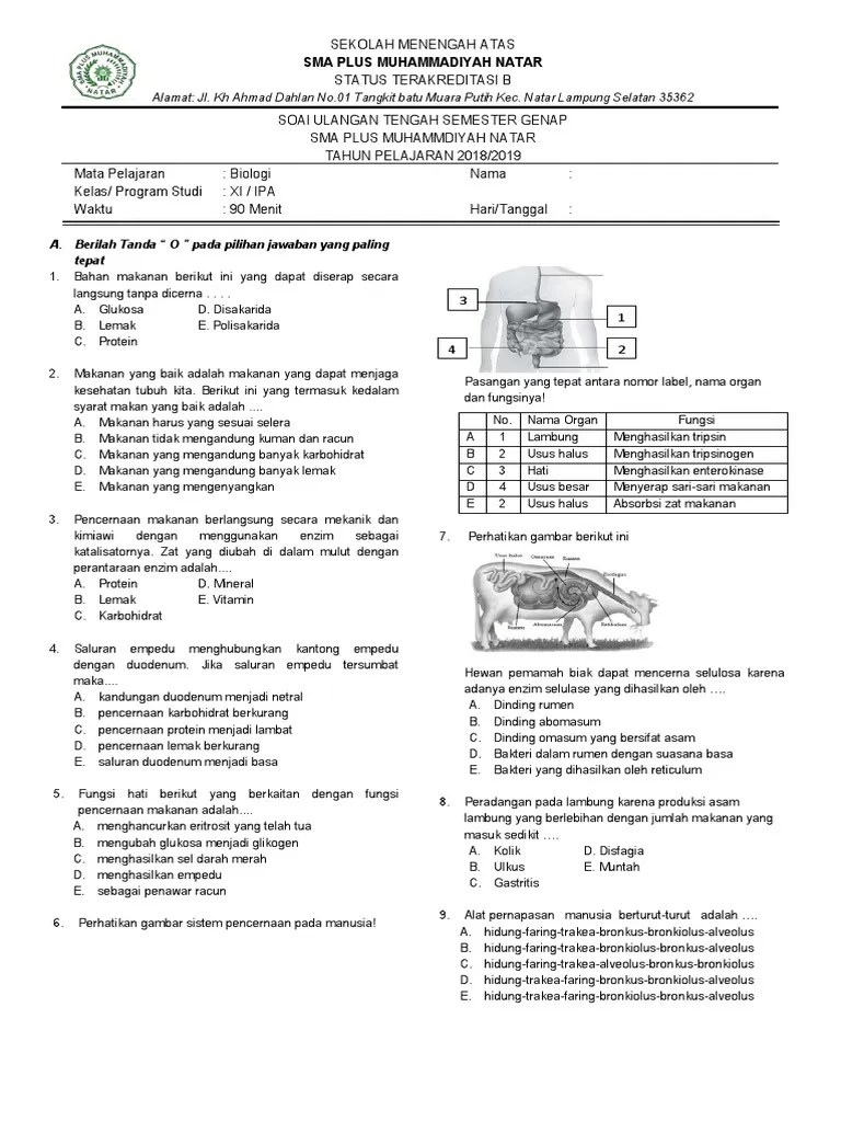Soal Mid XI IPA - 2 | PDF