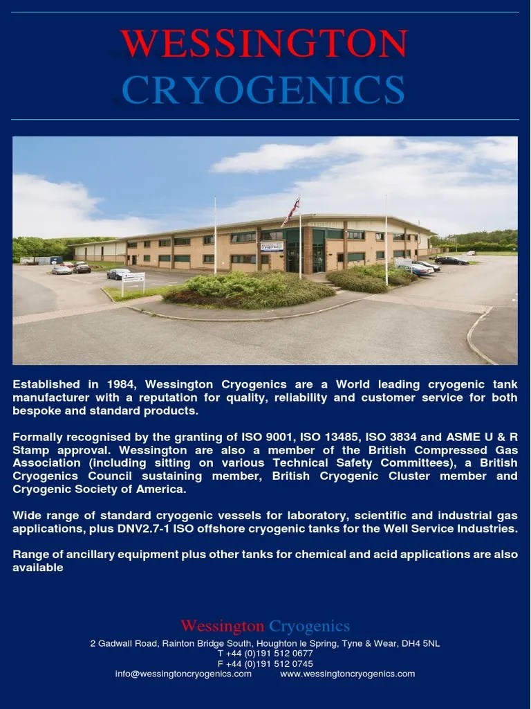 Wessington Cryogenics Leaders in Cryogenic Storage and Transportation