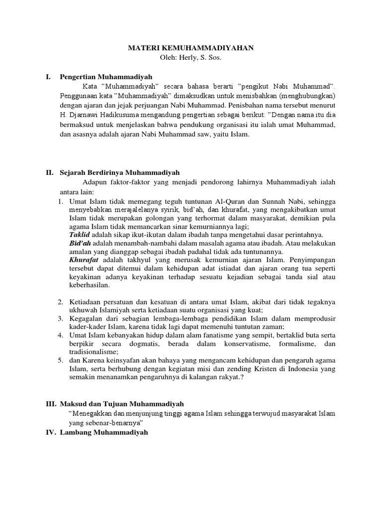 Materi Kemuhammadiyahan | PDF