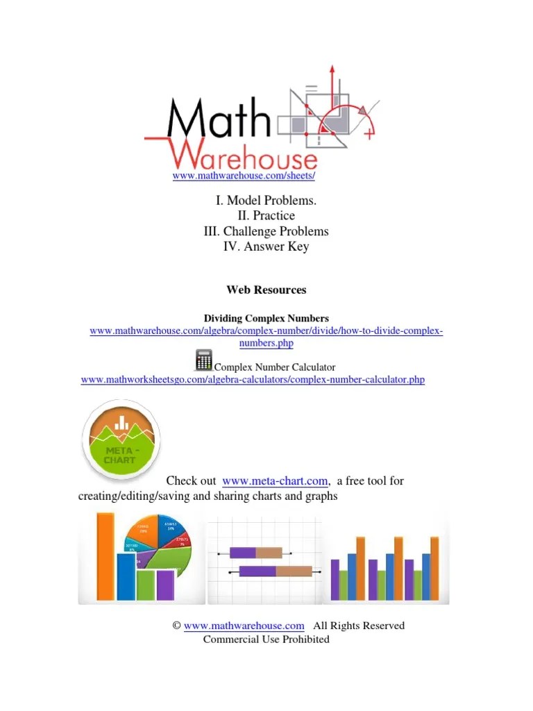 Dividing Complex Numbers Worksheet | PDF | Complex Number | Fraction