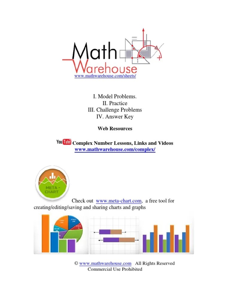 Complex Numbers Review Worksheet PDF Complex Number Computing