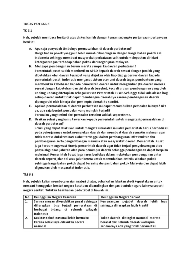 Tugas PKN Bab 6 | PDF