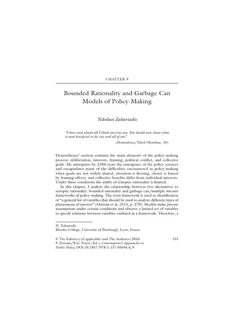 Bounded Rationality and Garbage Can Models of PolicyMaking PDF