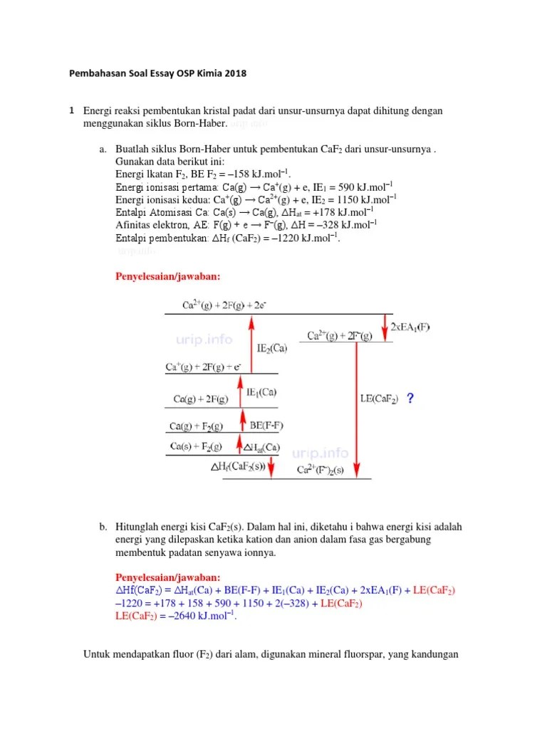 Pembahasan Soal Essay OSP Kimia 2018 | PDF
