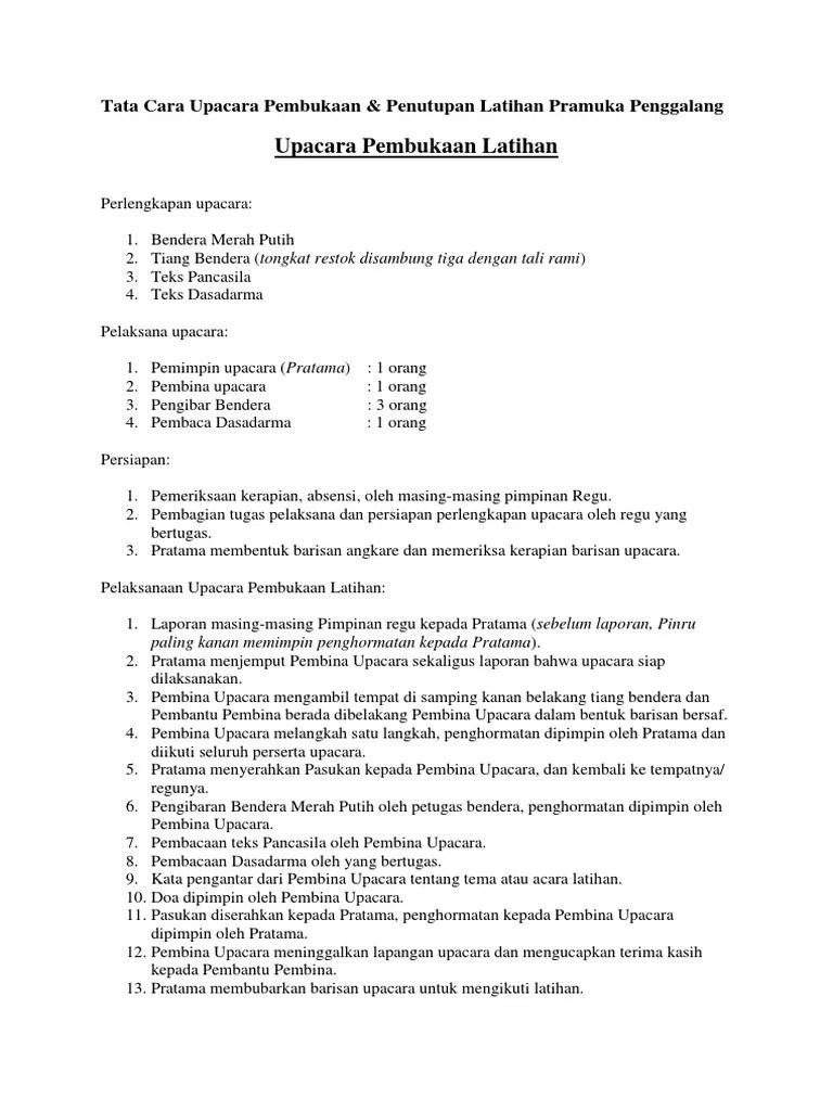 Tata Cara Upacara Pembukaan Pramuka Penggalang | PDF