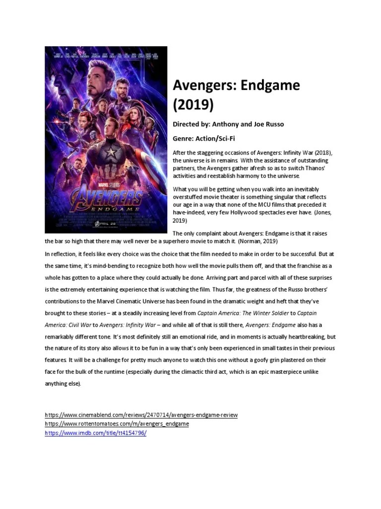Avengers Endgame PDF