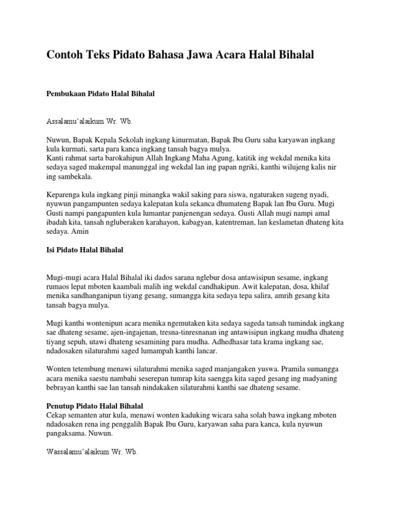 Penutup Pidato Bahasa Jawa Perpisahan