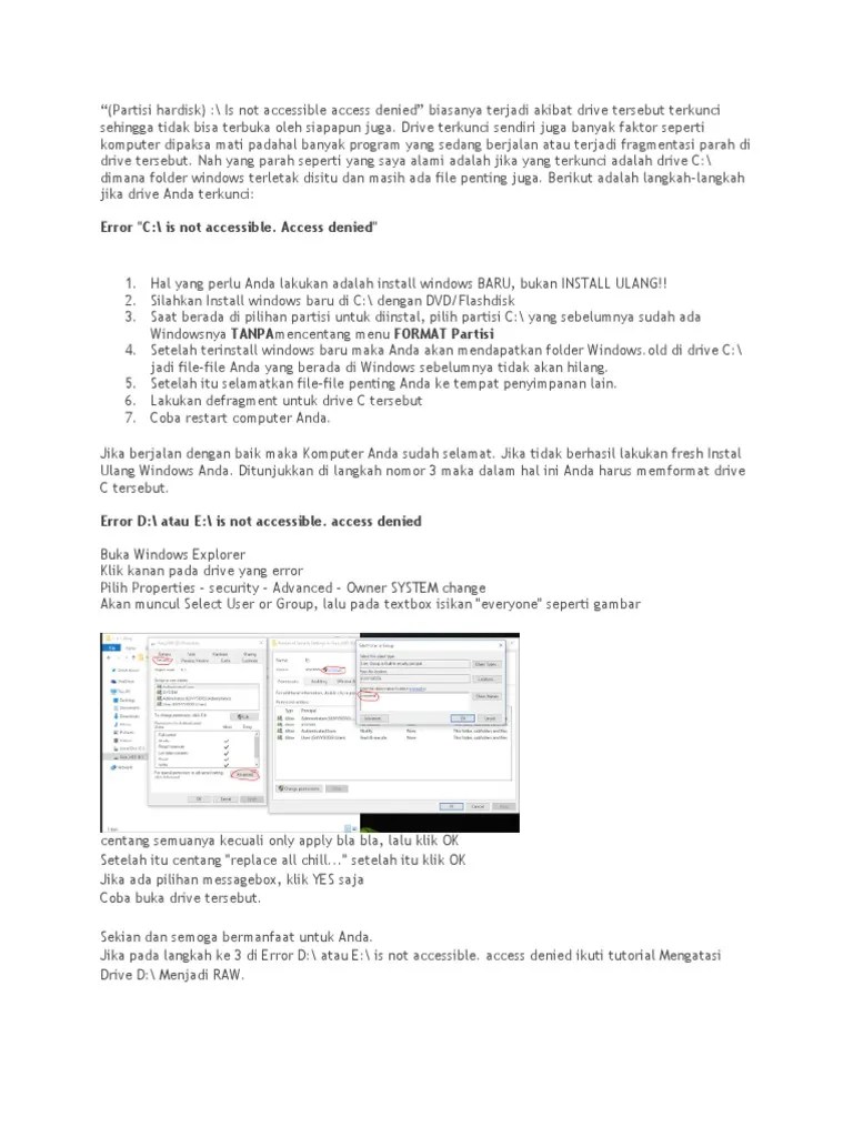 (Partisi Hardisk) Is Not Accessible Access Denied PDF