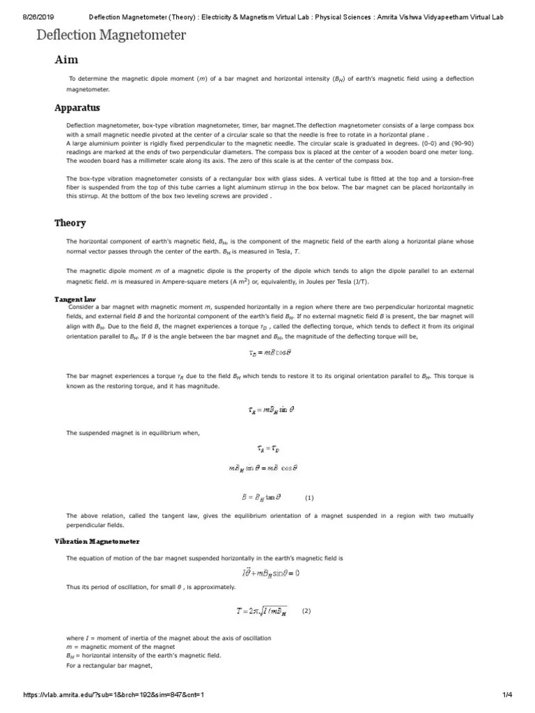 Deflection (Theory) Electricity & Virtual Lab