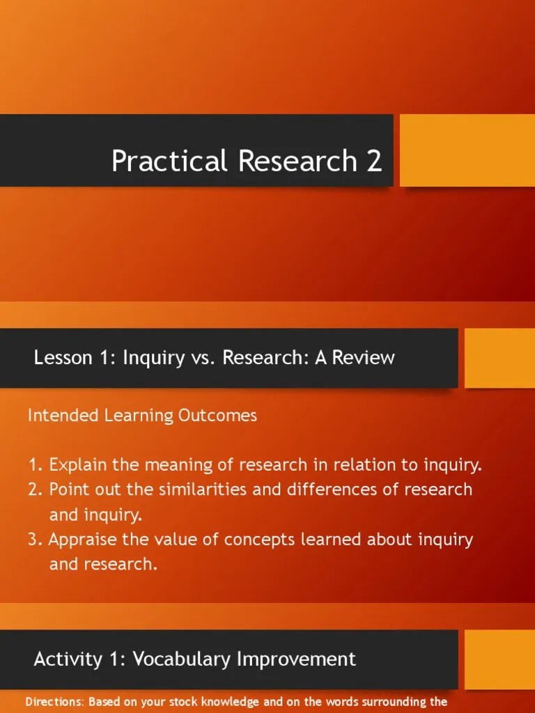 1. Inquiry vs Research | Inquiry | Scientific Method