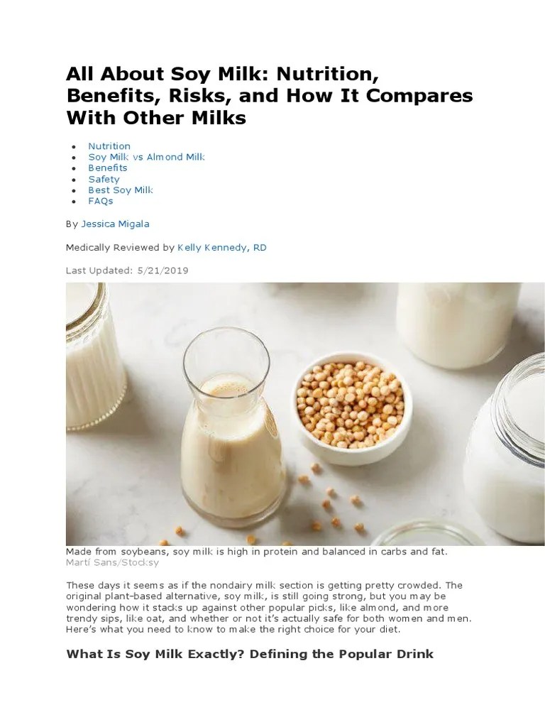 All About Soy Milk Nutrition, Benefits, Risks, and How It Compares