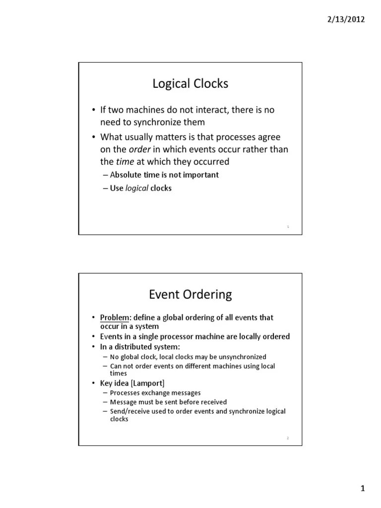 Lamport Logical Clocks Download Free PDF Distributed Computing
