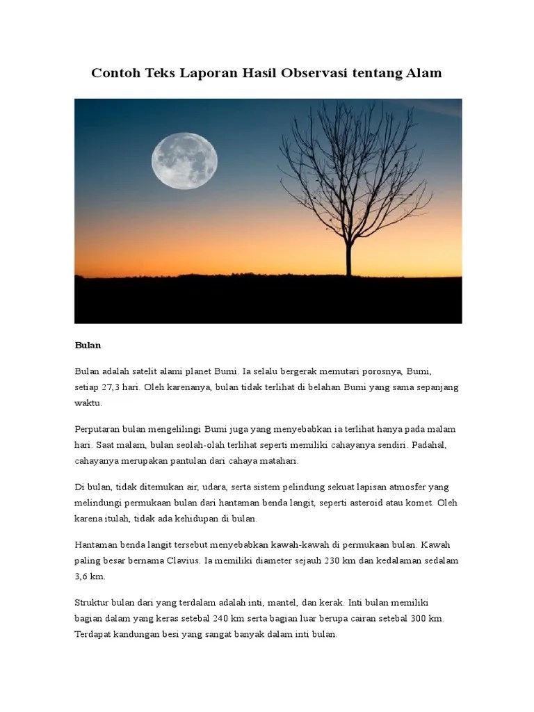 Contoh Laporan Hasil Observasi Alam Semesta