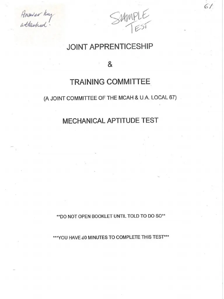 Mechanical Aptitude Test PDF PDF