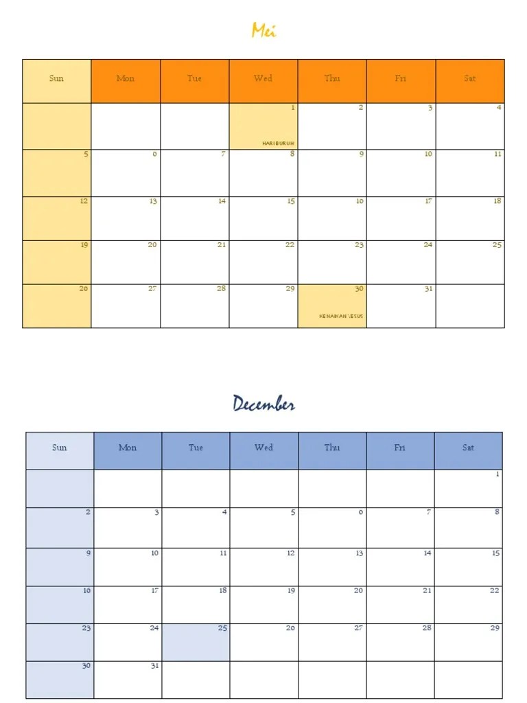 Sun Mon Tue Wed Thu Fri Sat Hari Buruh PDF