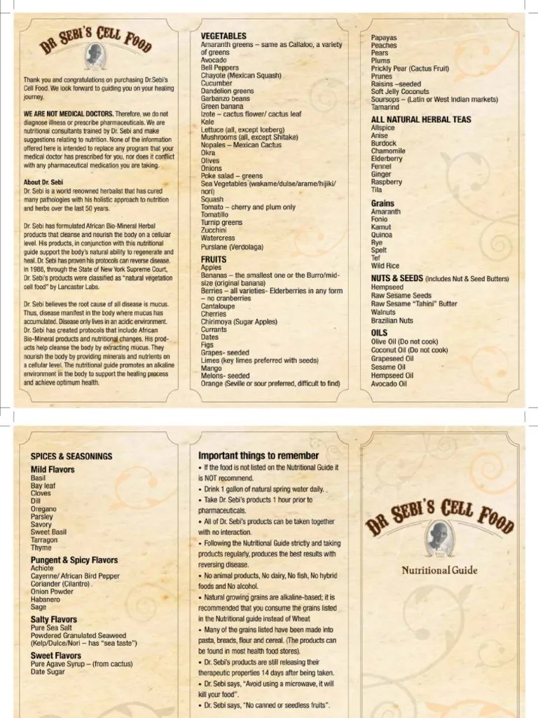 DR Sebis Cell Food Diet PDF