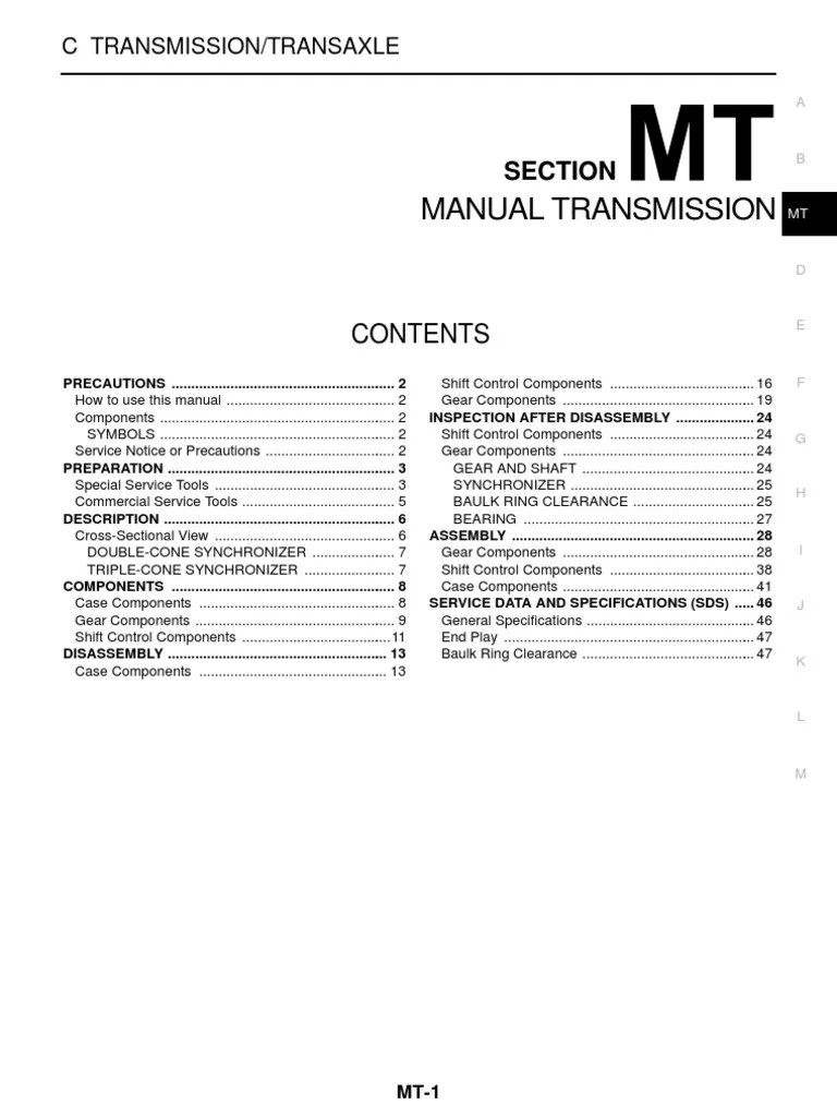 Manual Transmission Section PDF Manual Transmission Bearing