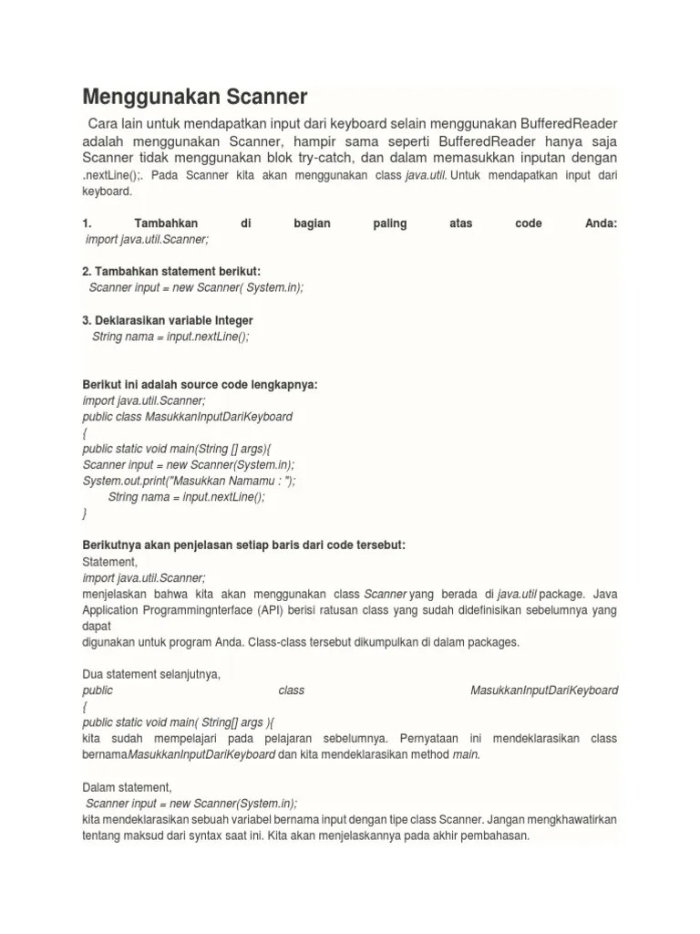 Java (Menggunakan Fungsi Scanner) PDF