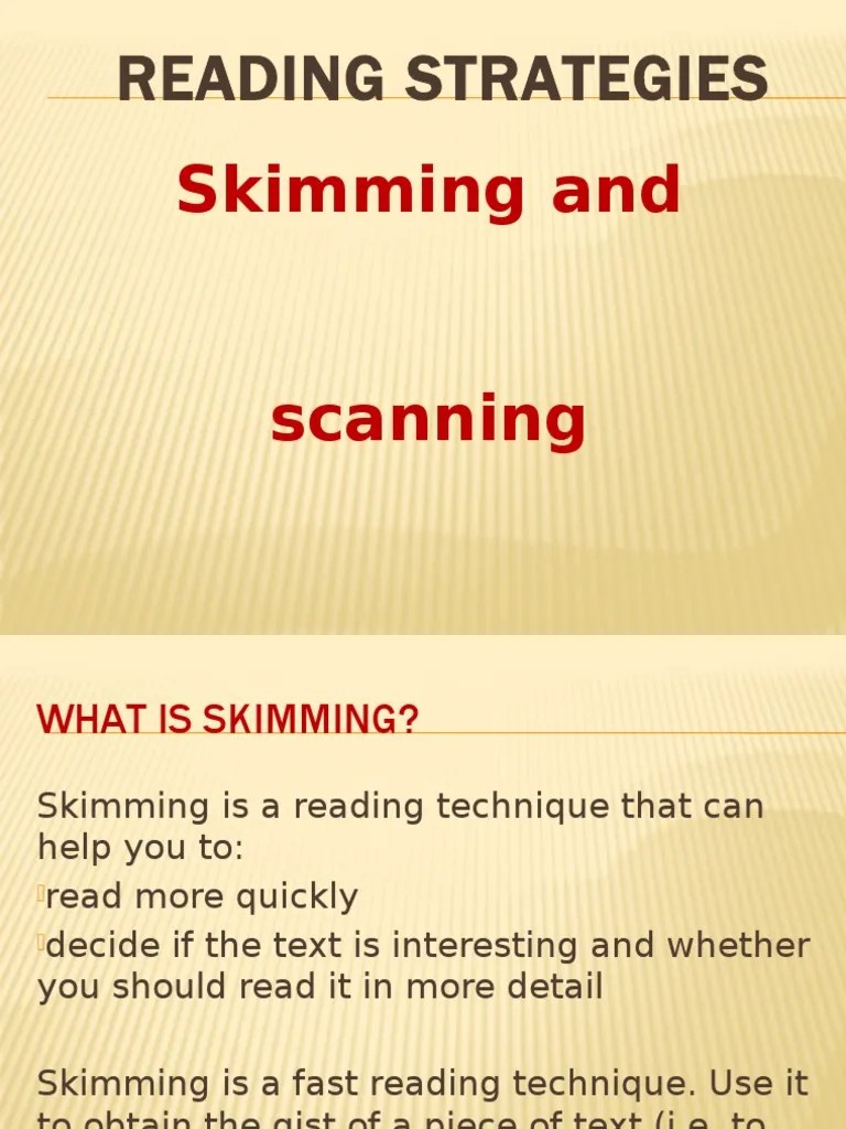 Skimming and Scanning PDF