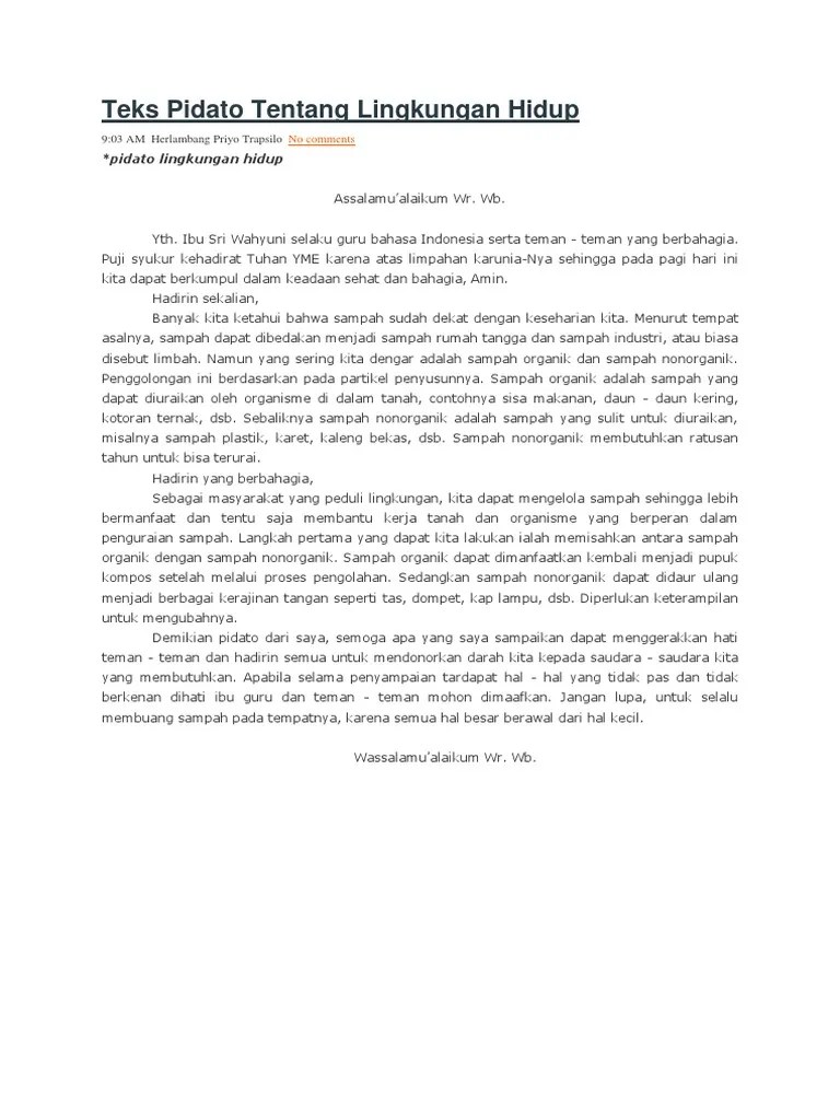 Teks Pidato Persuasif Tentang Lingkungan Kumpulan Contoh Teks Pidato