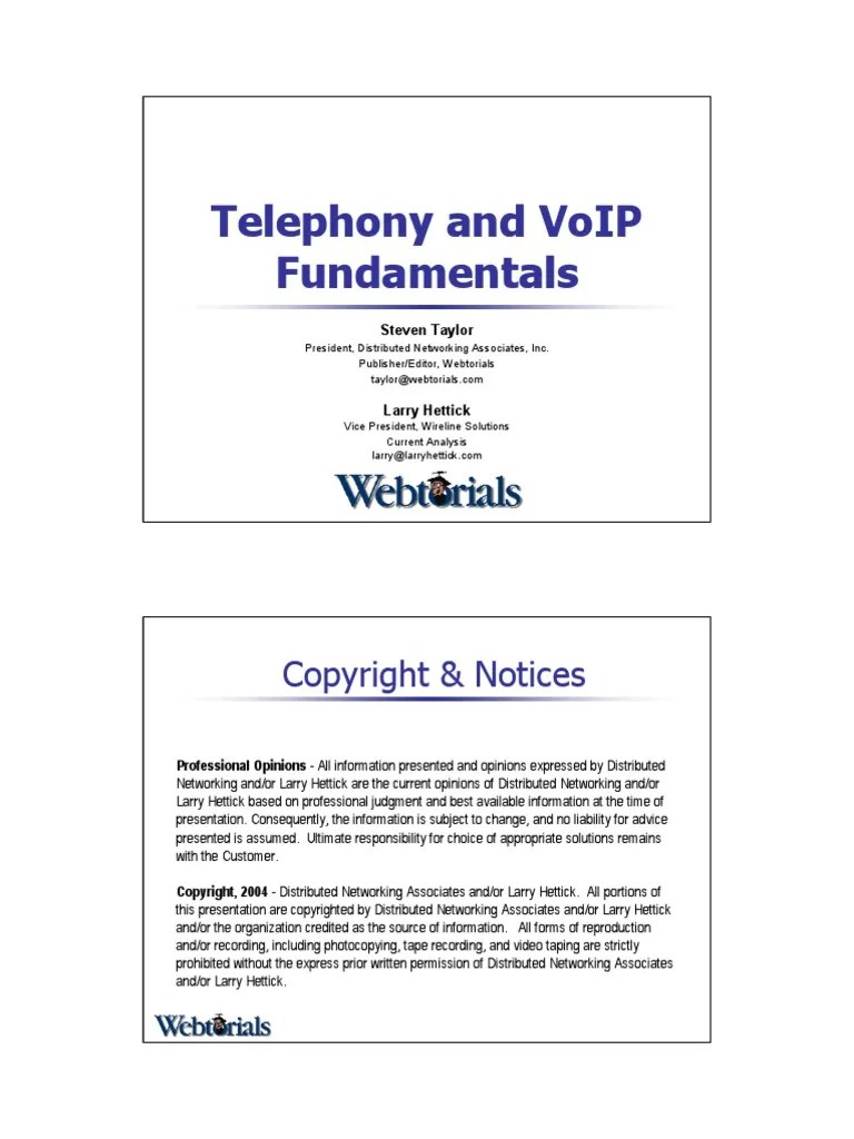 Telephony and Voip Fundamentals Steven Taylor PDF Voice Over Ip