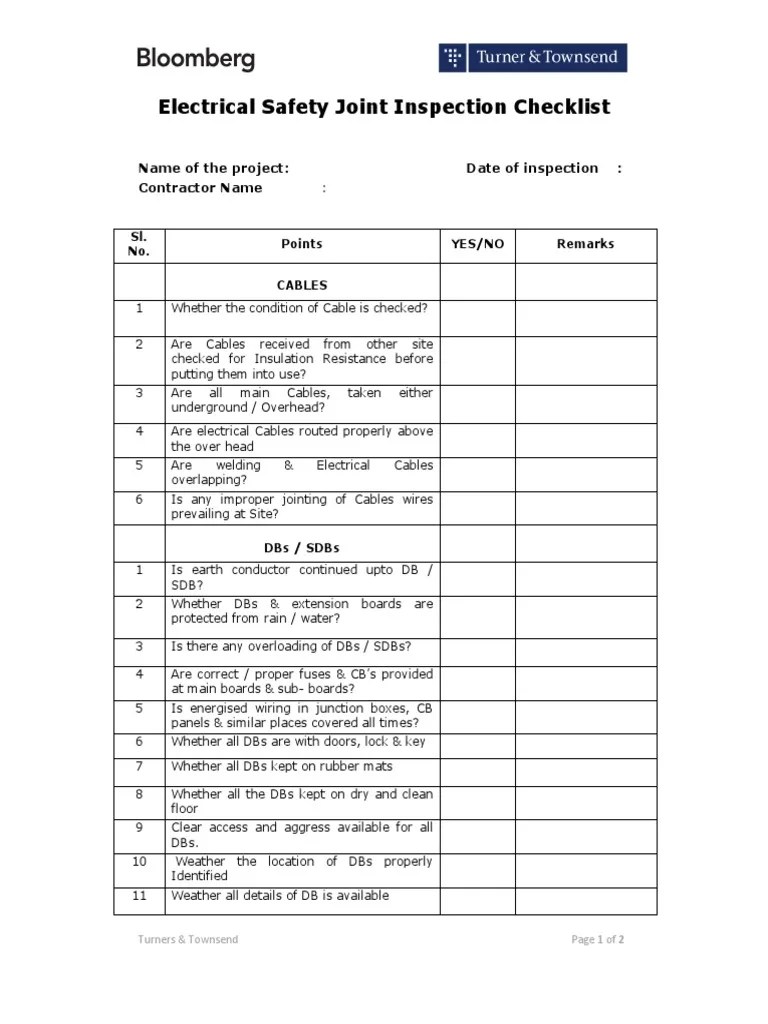 T&T Electrical Works Checklist PDF Electrical Wiring Manufactured