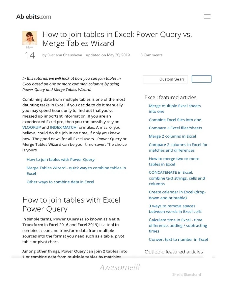 Join Two or More Tables in Excel With Power Query PDF Microsoft Excel Microsoft Outlook