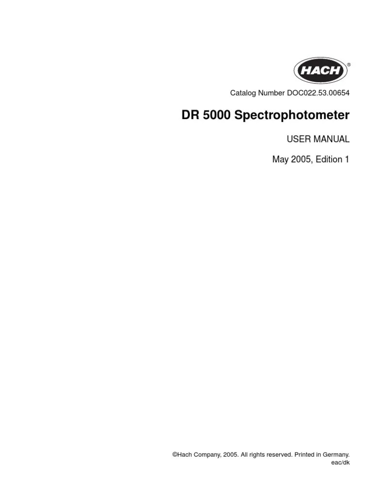 DR5000 Spectrophotometer User Manual PDF Usb Ac Power Plugs And
