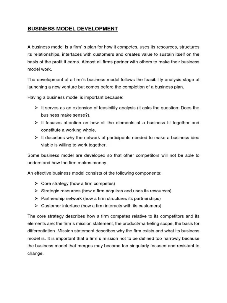 Business Model Development PDF Business Model Strategic Management